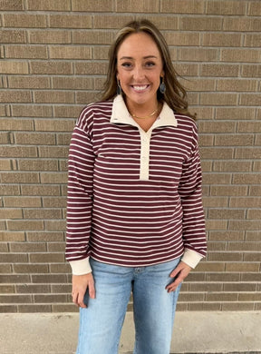 Maroon Stripe Top