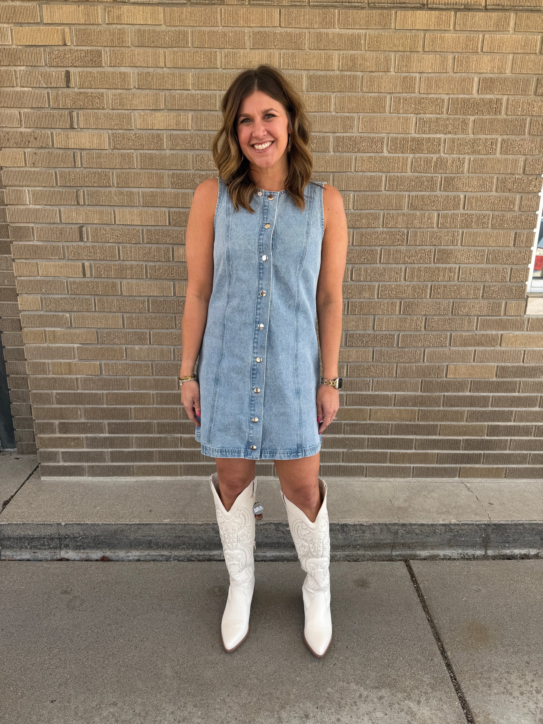 Sleeveless Button Up Denim Dress