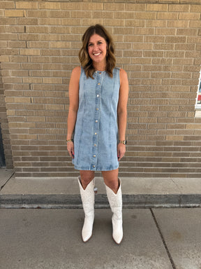 Sleeveless Button Up Denim Dress