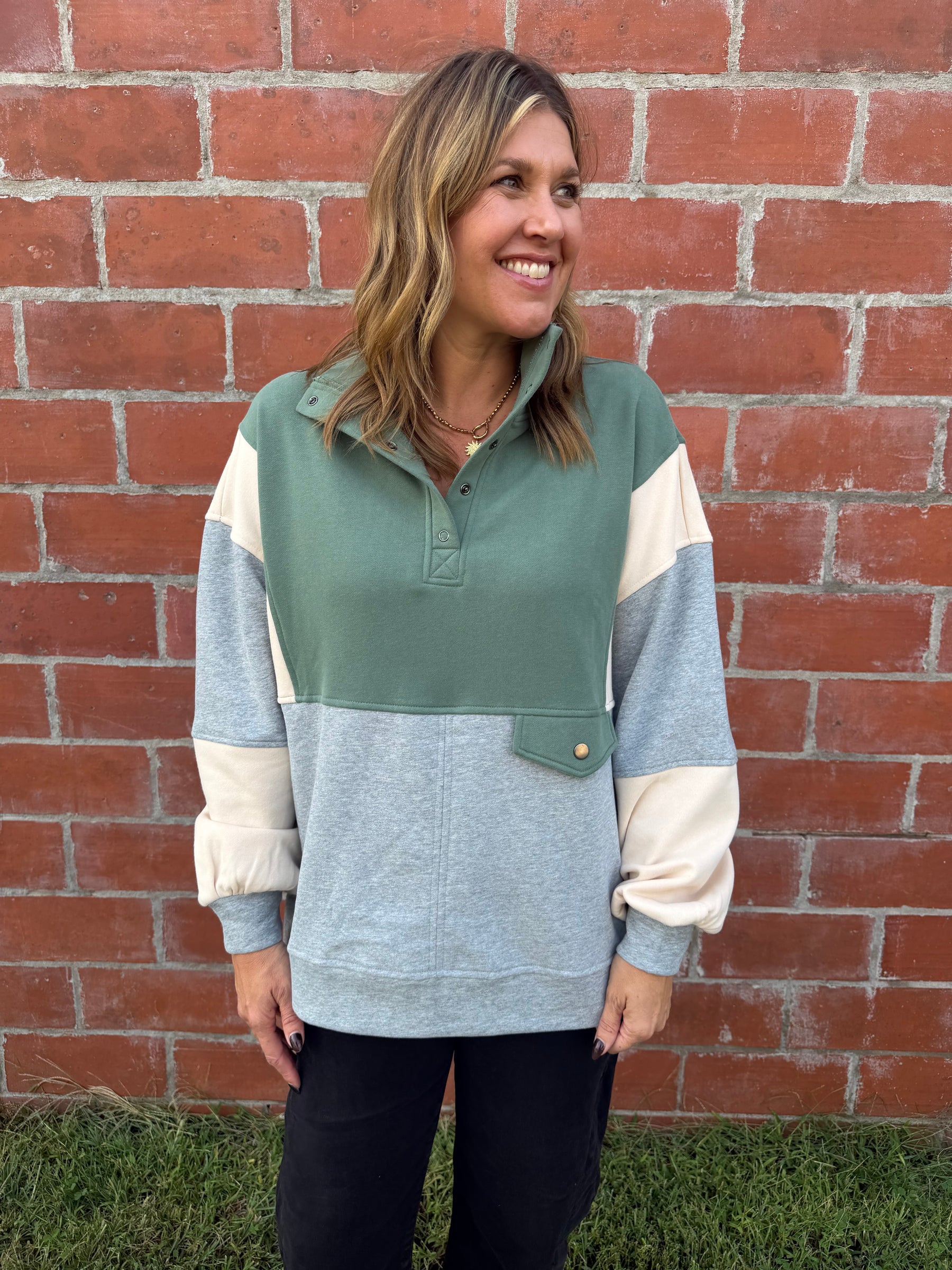 Sage Colorblock Pullover