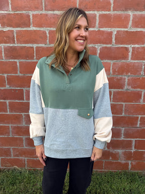 Sage Colorblock Pullover