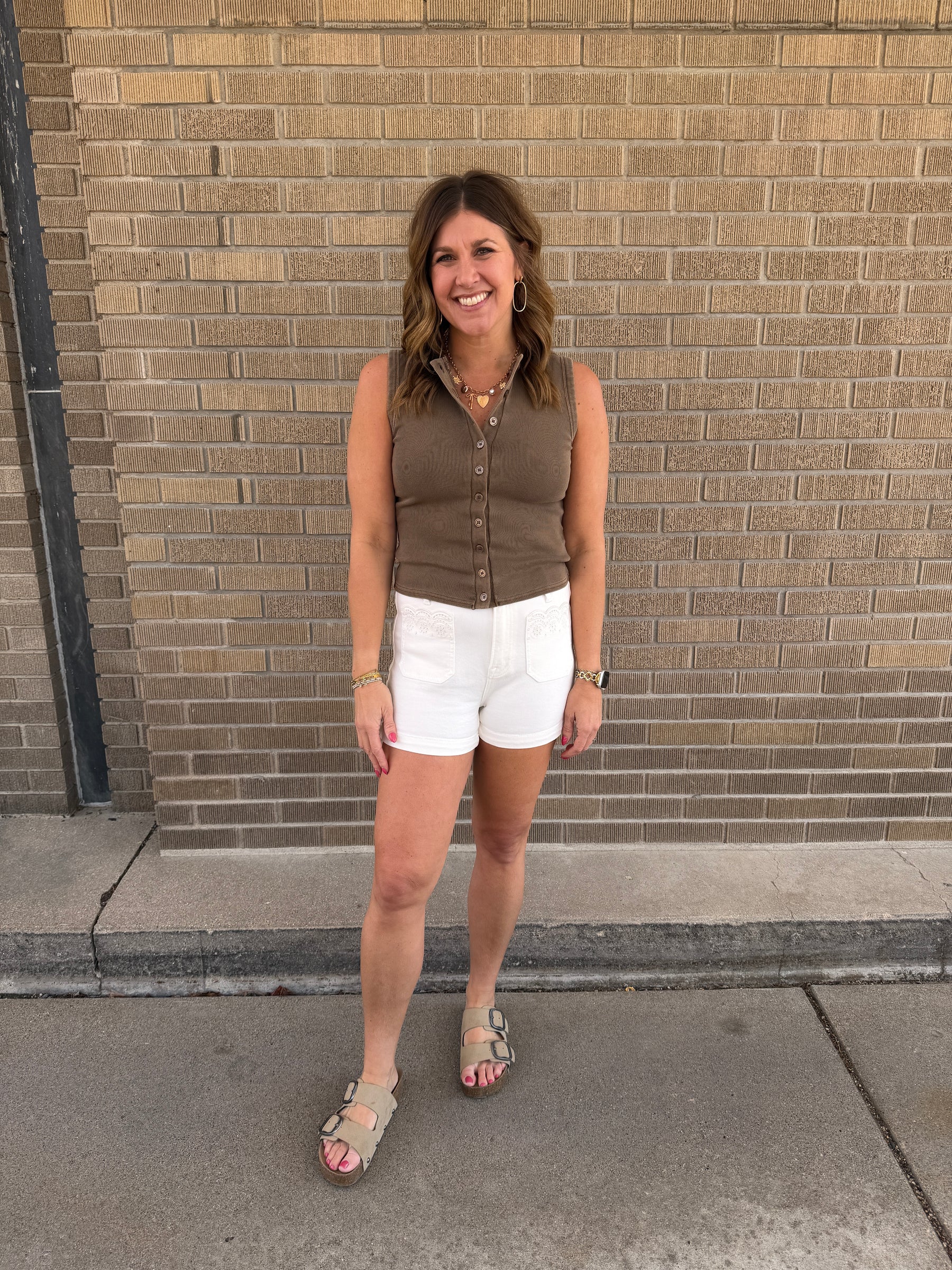 Chocolate Brown Button Up Tank