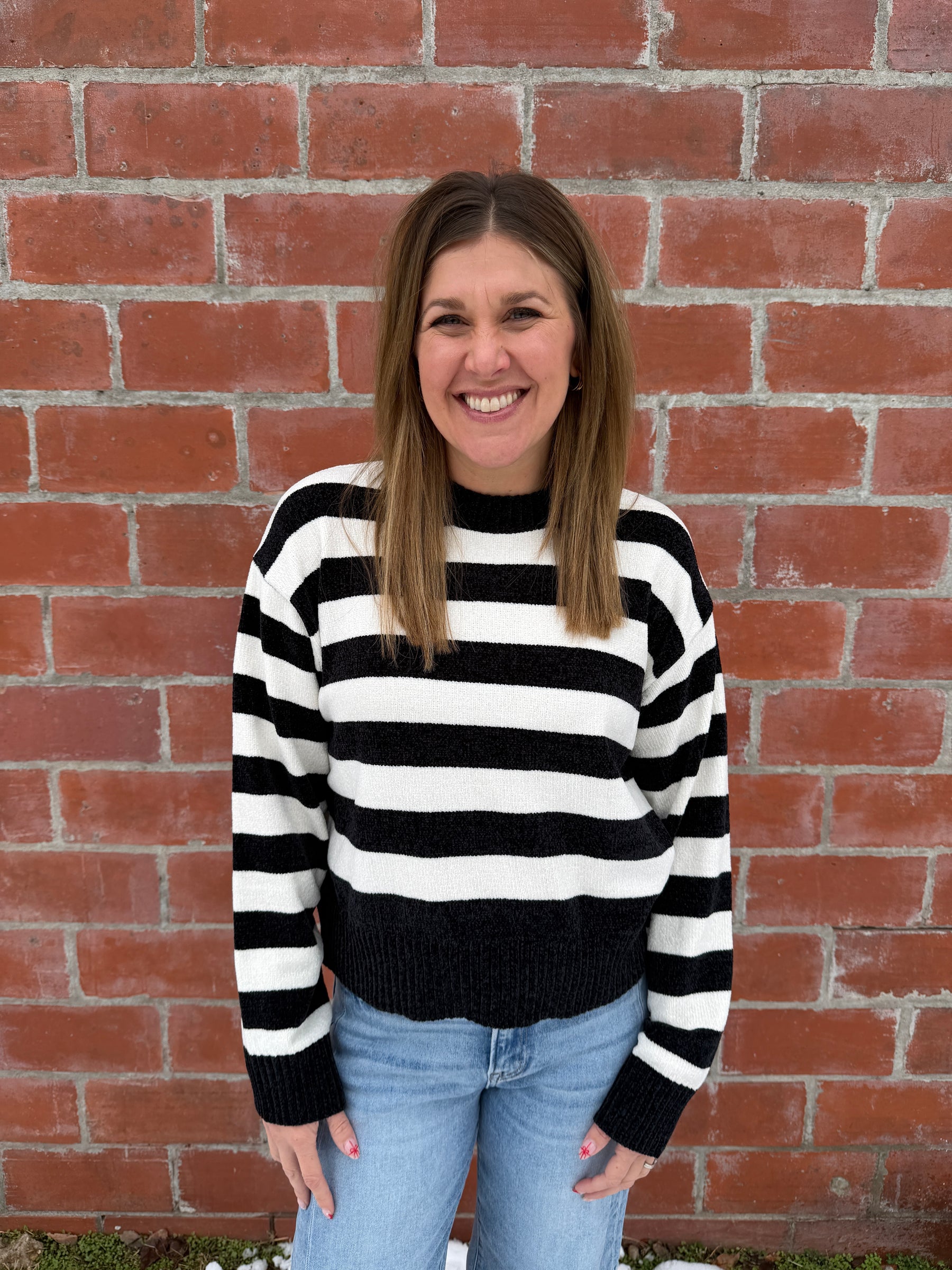 Silky Soft Stripe Sweater - Black