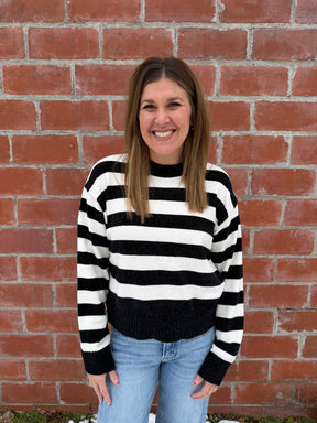 Silky Soft Stripe Sweater - Black