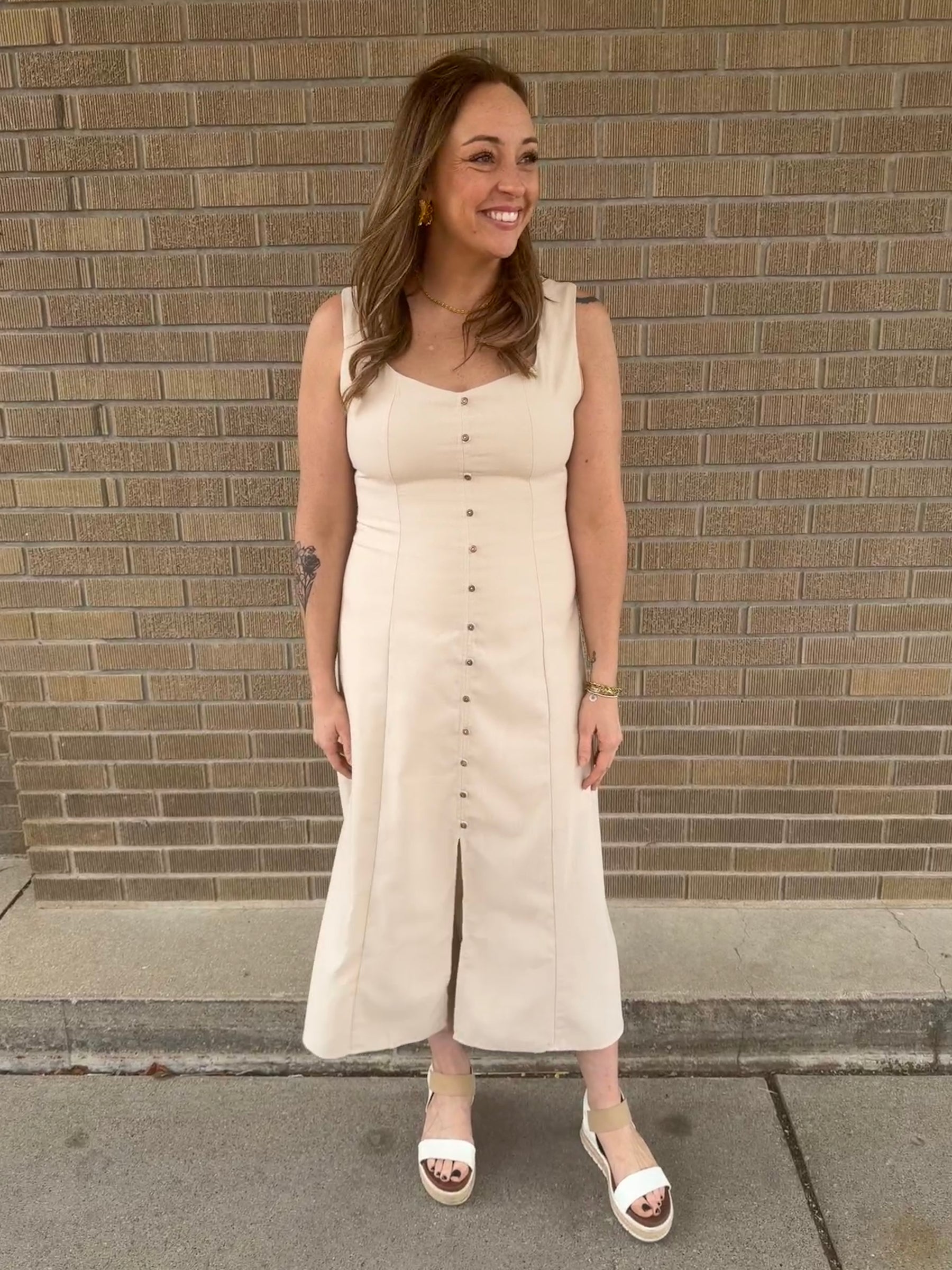 Khaki Button Up Dress