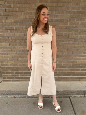 Khaki Button Up Dress