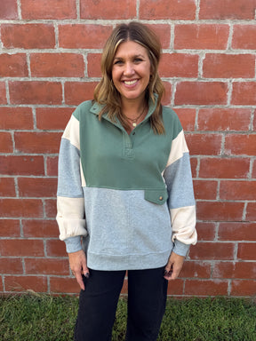 Sage Colorblock Pullover