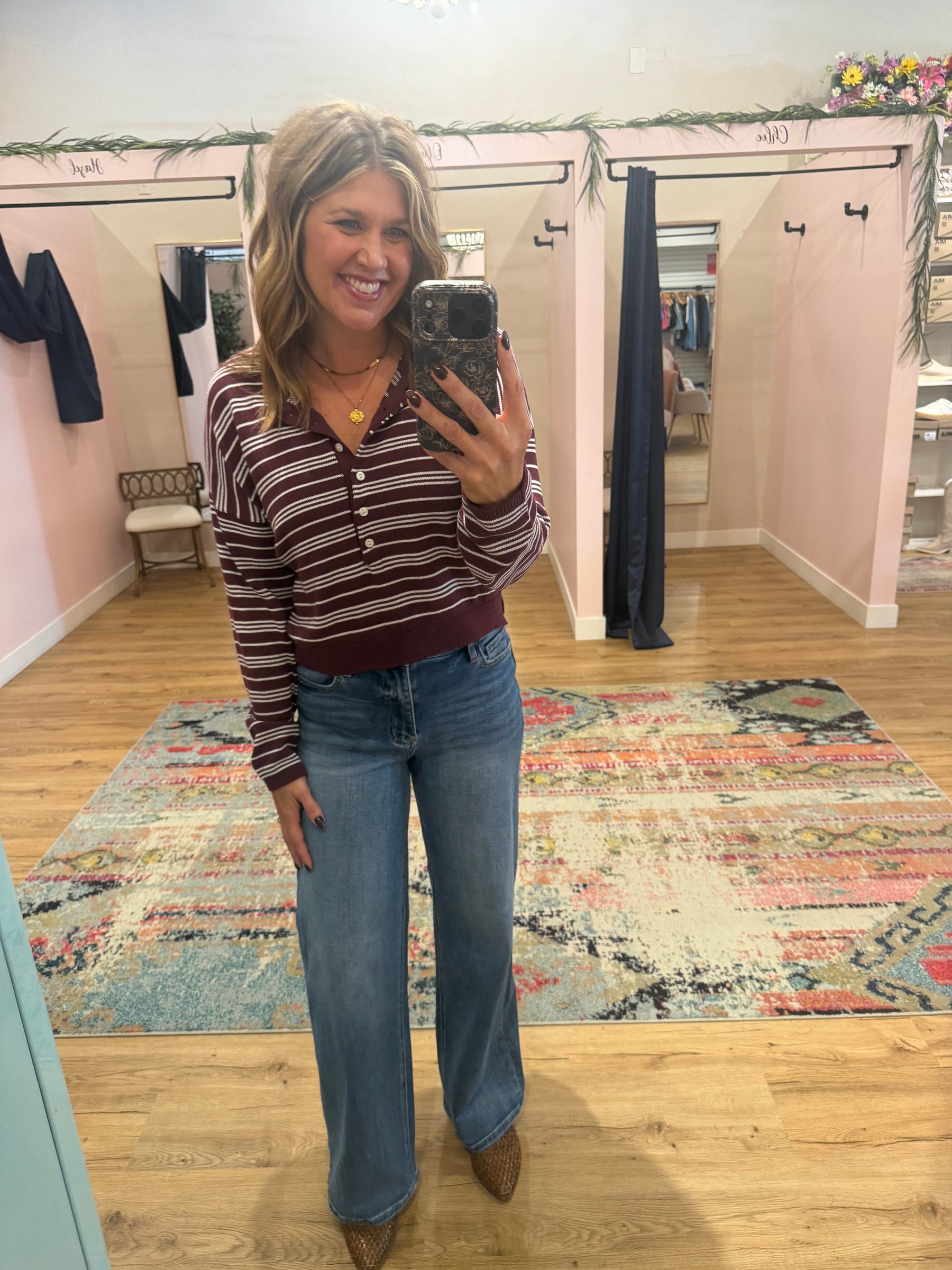 Merlot Stripe Henley