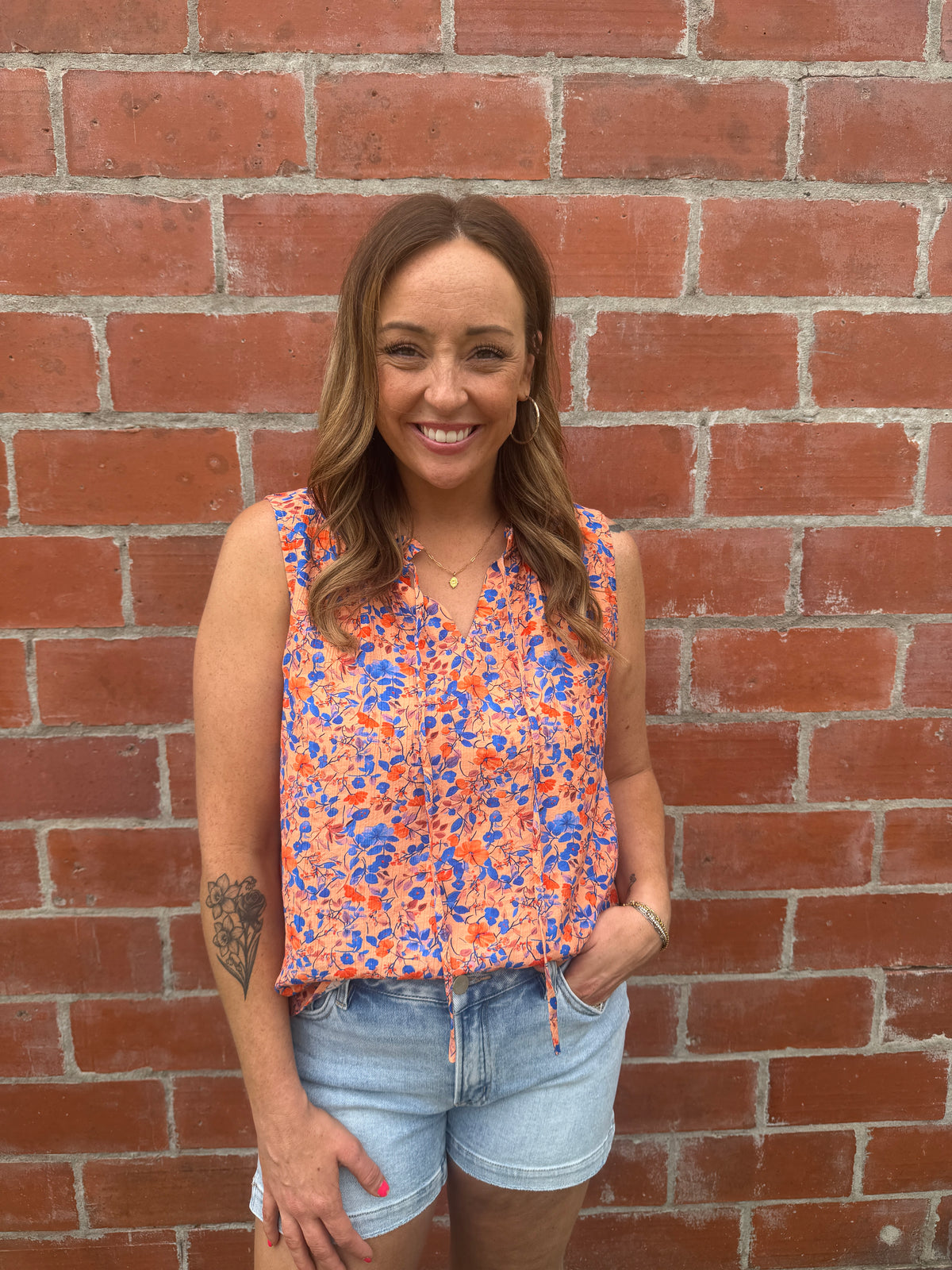 Coral Floral Blouse