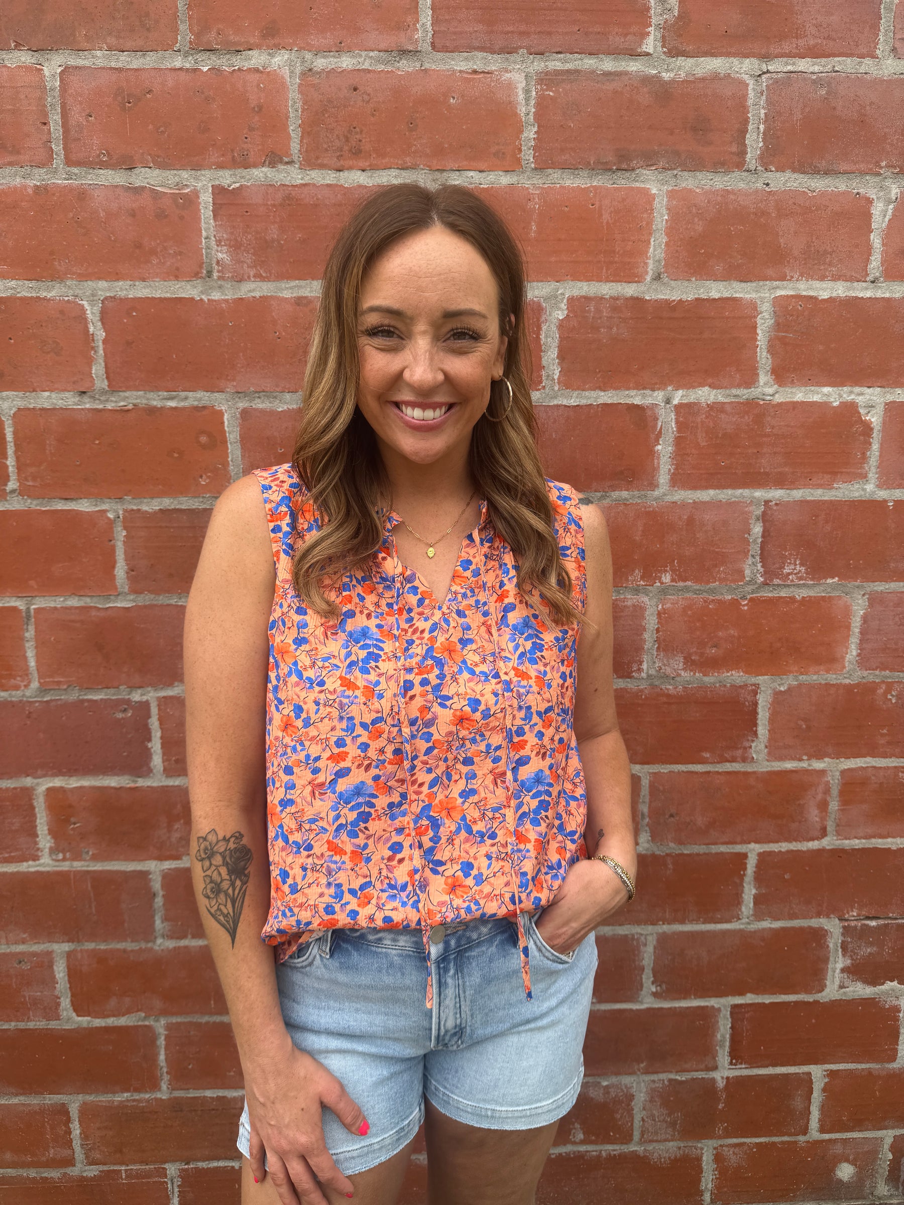 Coral Floral Blouse
