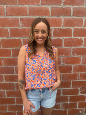 Coral Floral Blouse