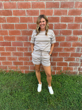 Rosie Shorts - Mushroom Stripe