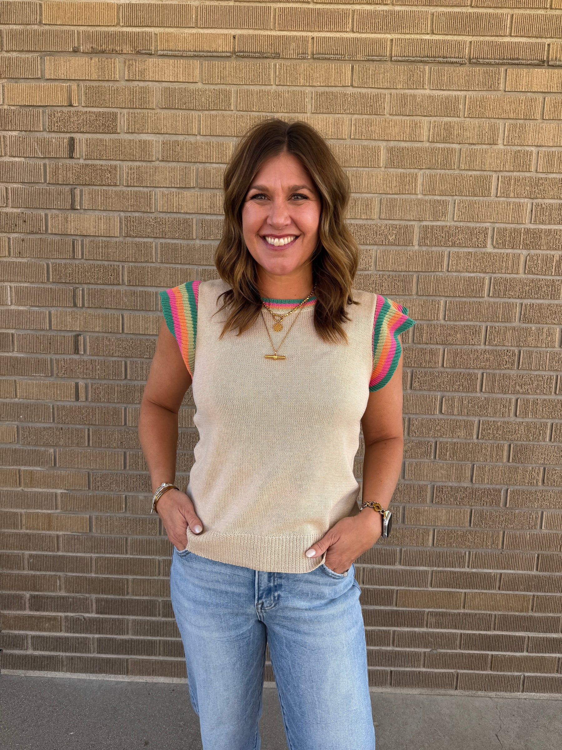 Colorful Accents Sweater Top