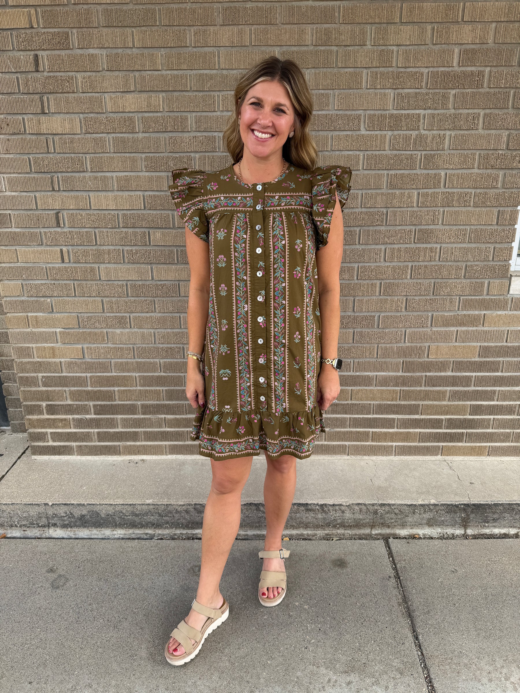Olive Floral Mini Dress