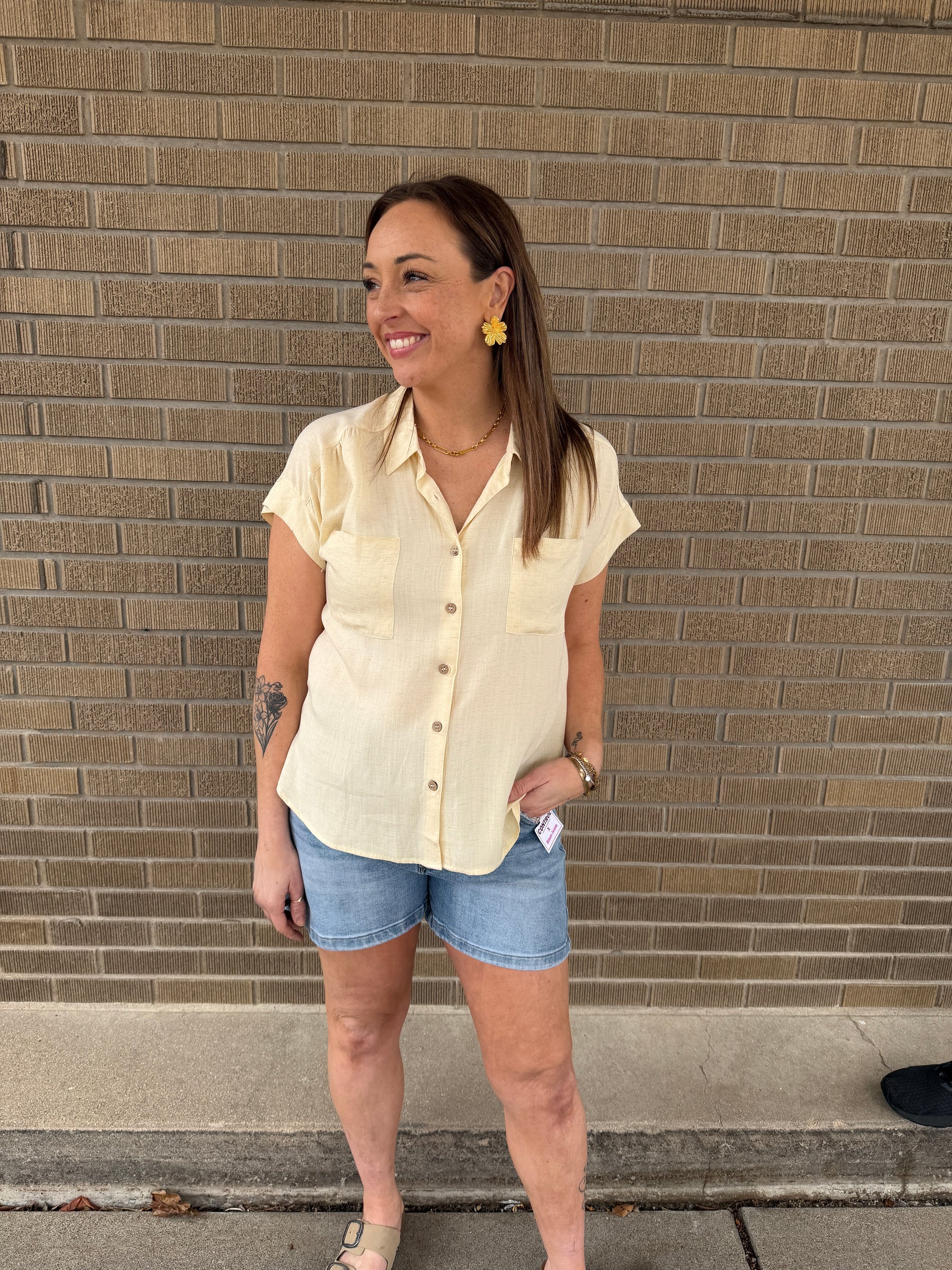 Butter Yellow Button Up