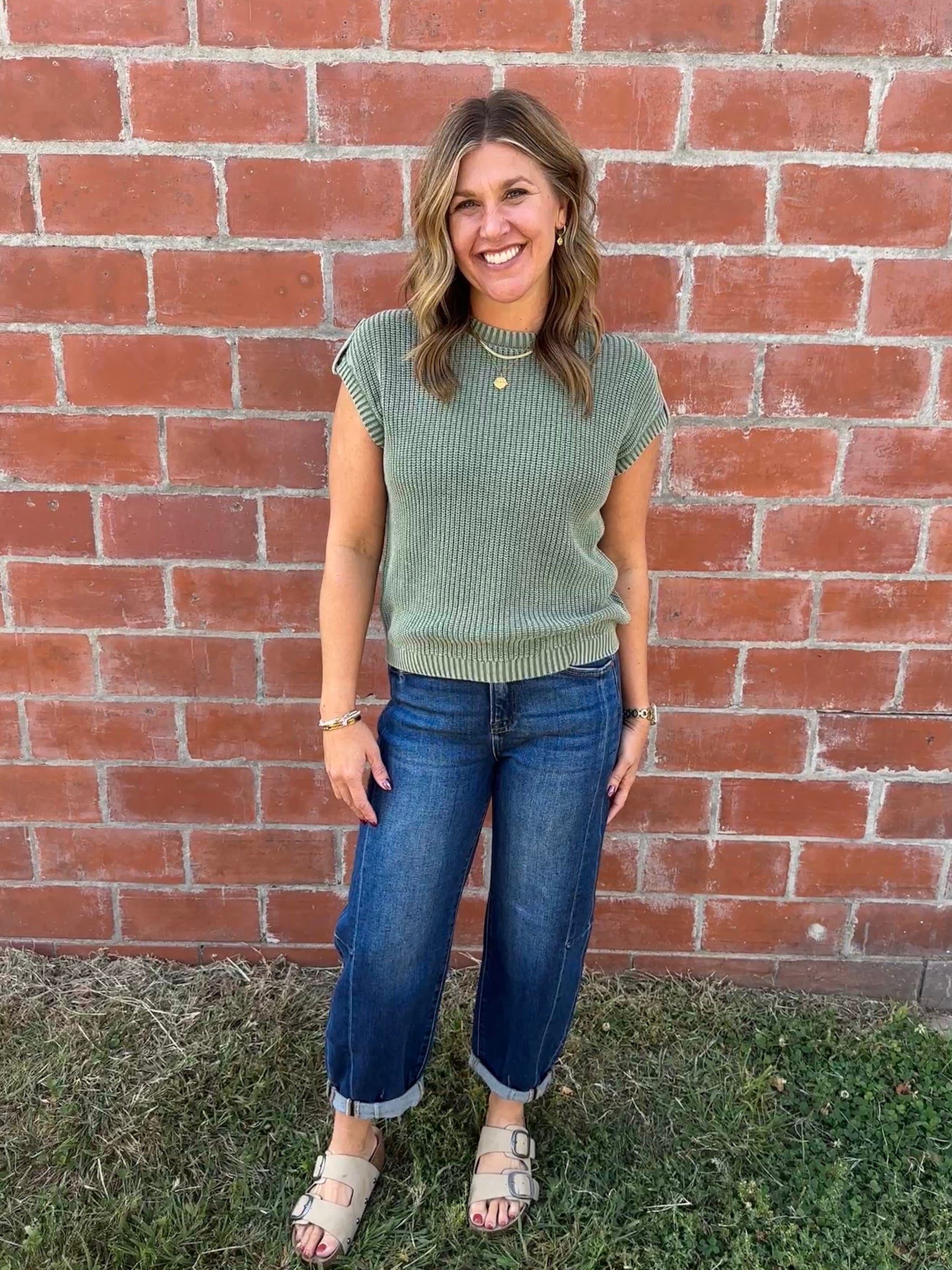 Olive Knit Sweater Top