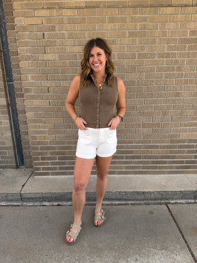 Chocolate Brown Button Up Tank