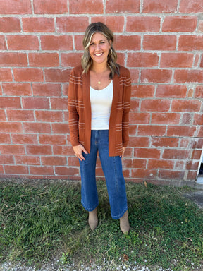 Rust Stripe Cardigan