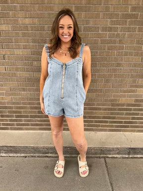 No Regrets Denim Romper