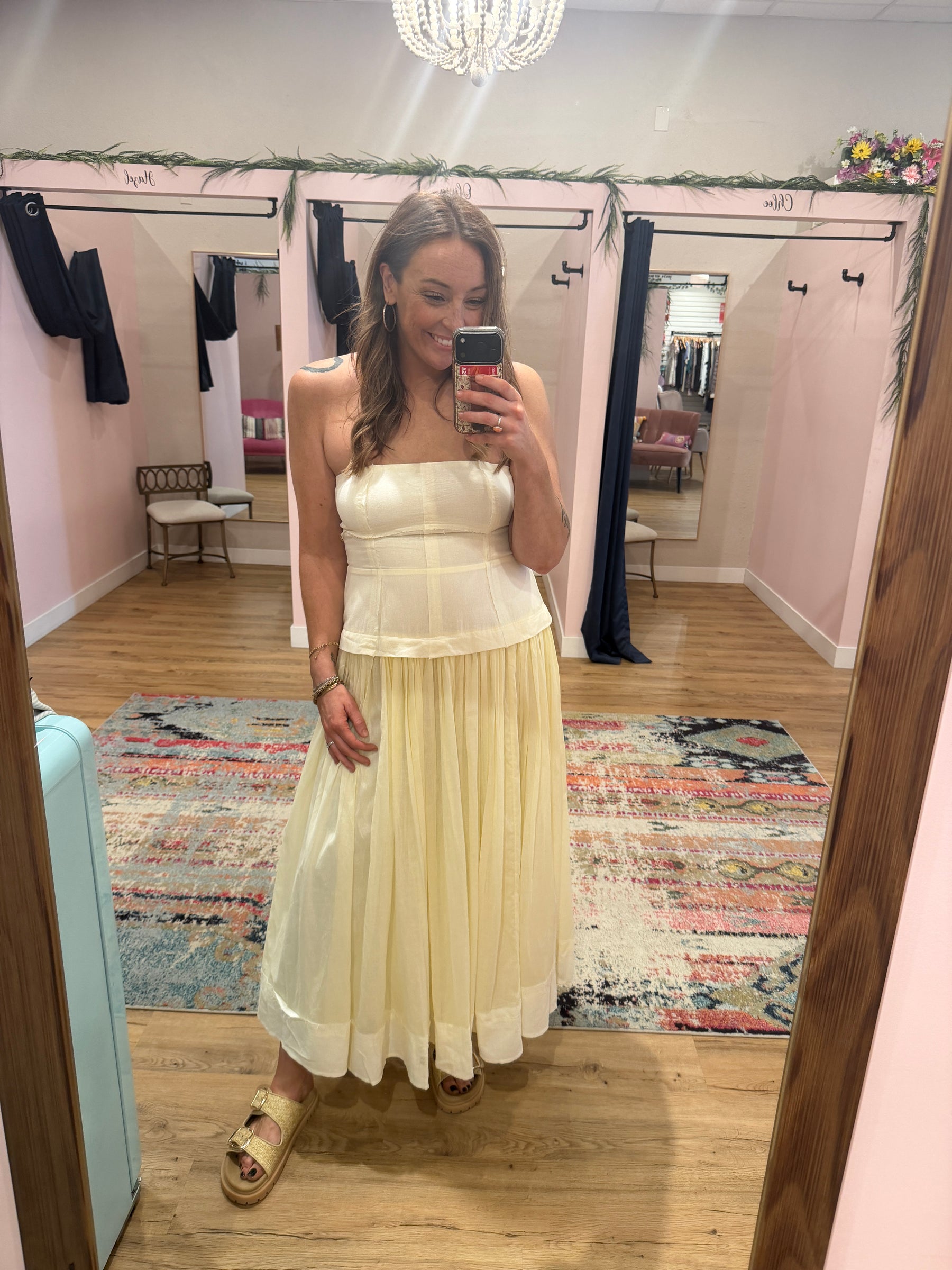Pale Yellow Midi Dress