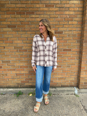 Daphne Shirt - Mauve Rose plaid