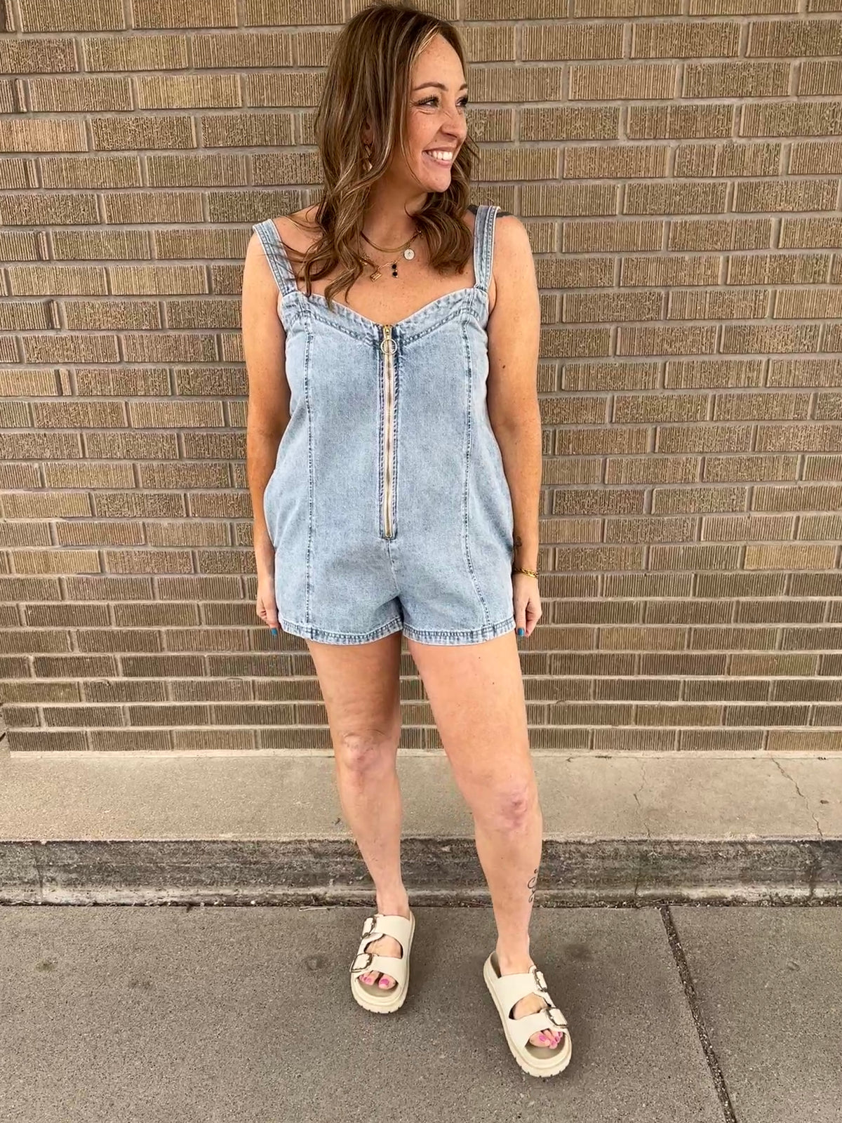 No Regrets Denim Romper
