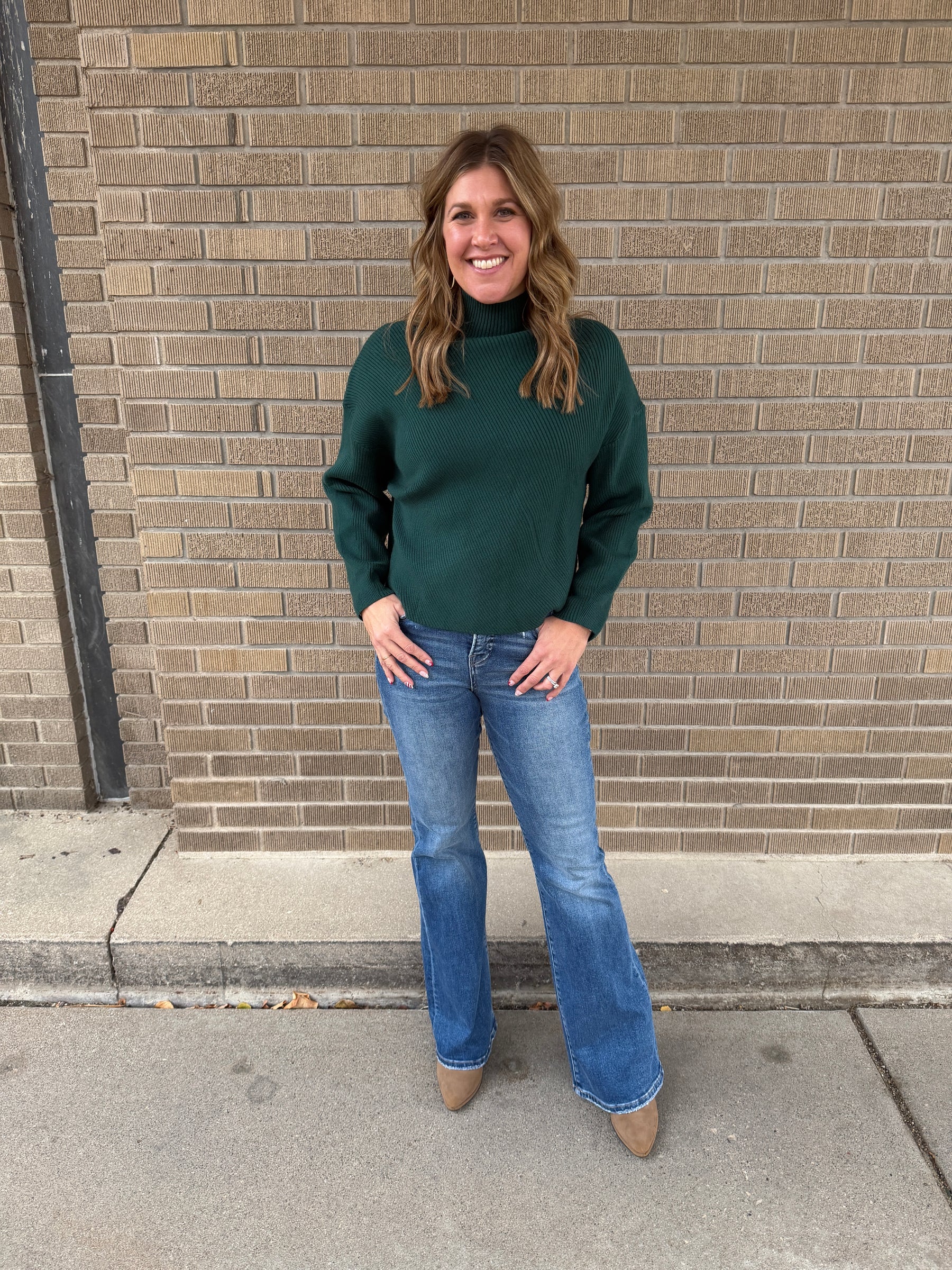 Deep Green Mock Neck Sweater