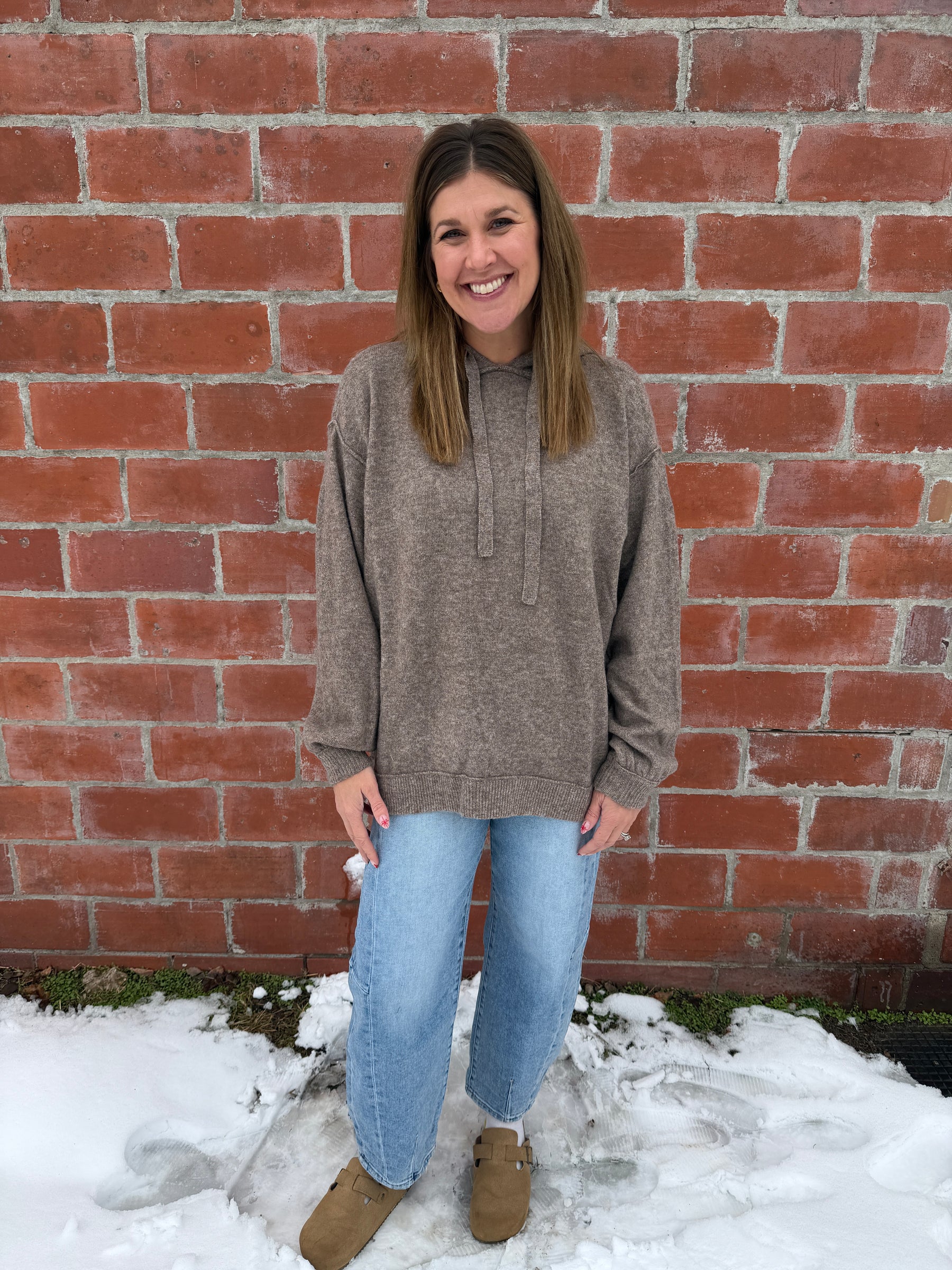 Oversized Mocha Knit Hoodie