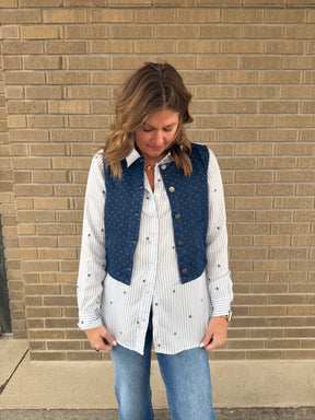 Polka Dot Denim Vest