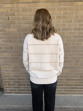 Oversized Wide-Stripe Sweater-Cream
