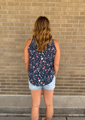 Teal Floral Tank