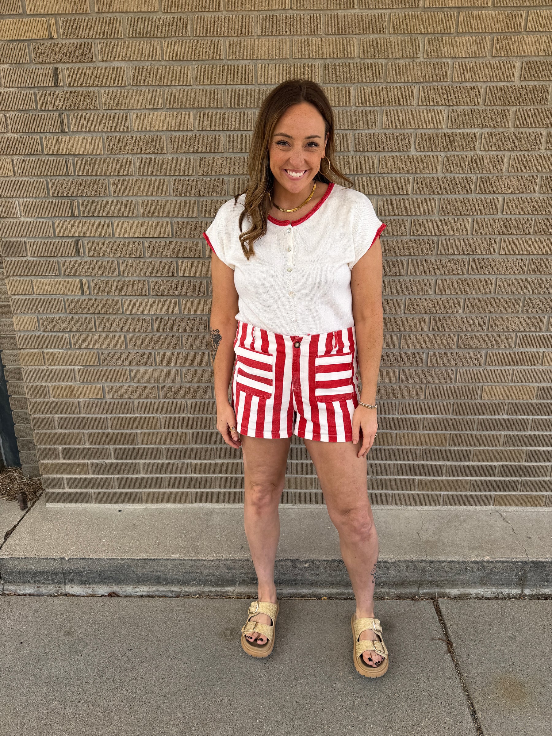 Pop of Red Sweater Top
