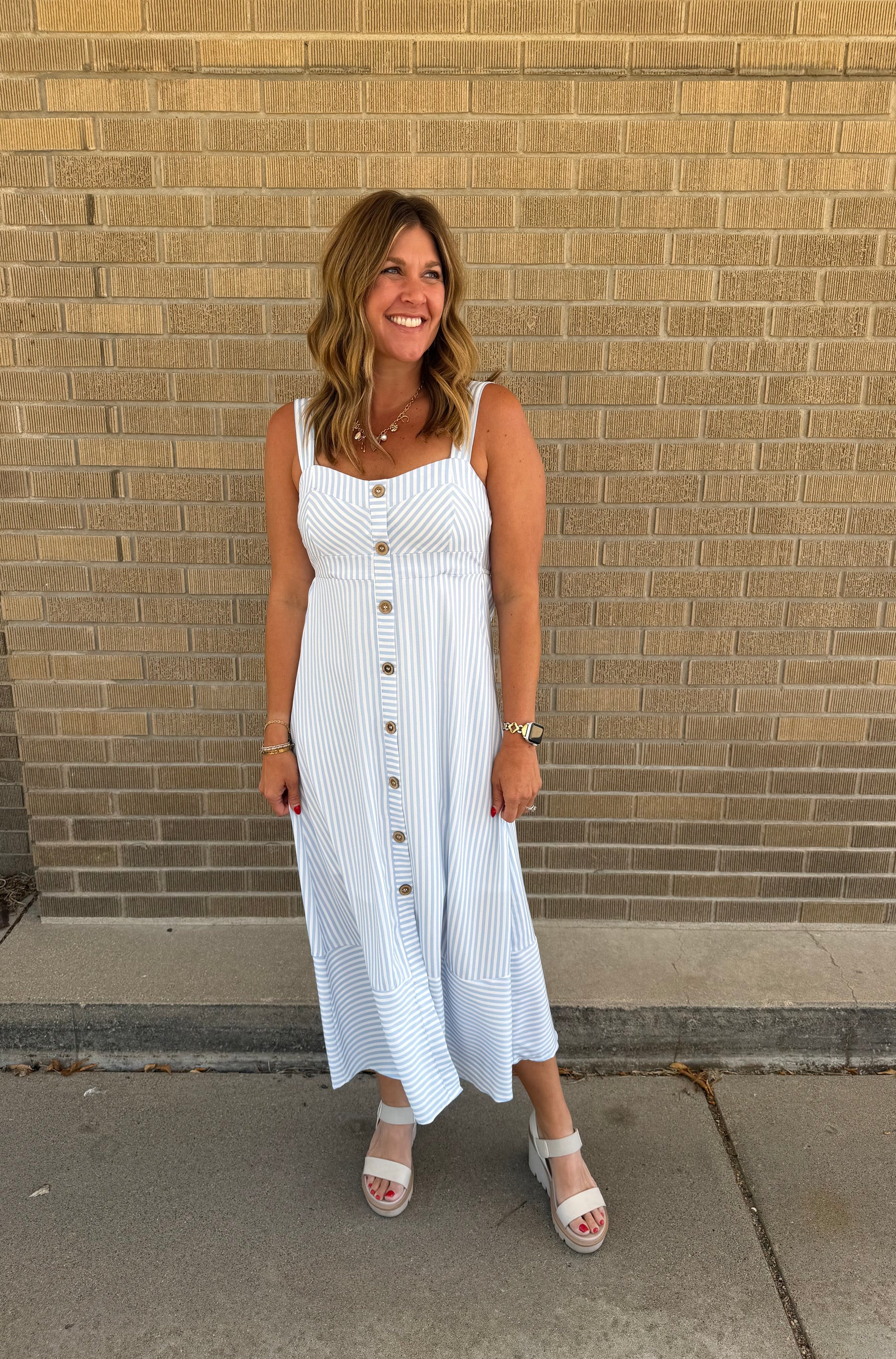 Blue Stripe Midi Dress