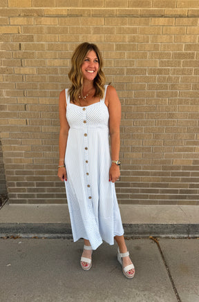 Blue Stripe Midi Dress