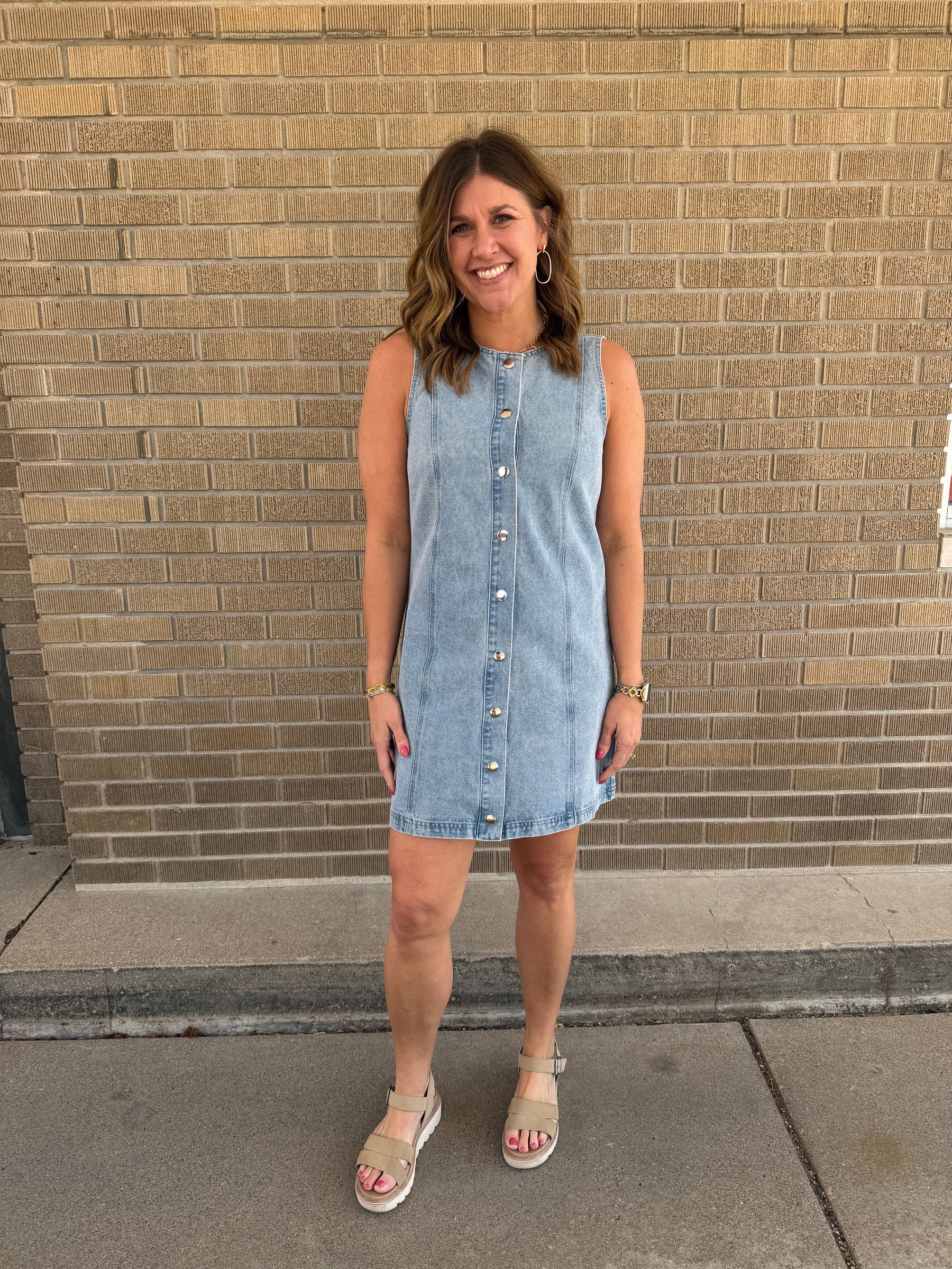 Sleeveless Button Up Denim Dress