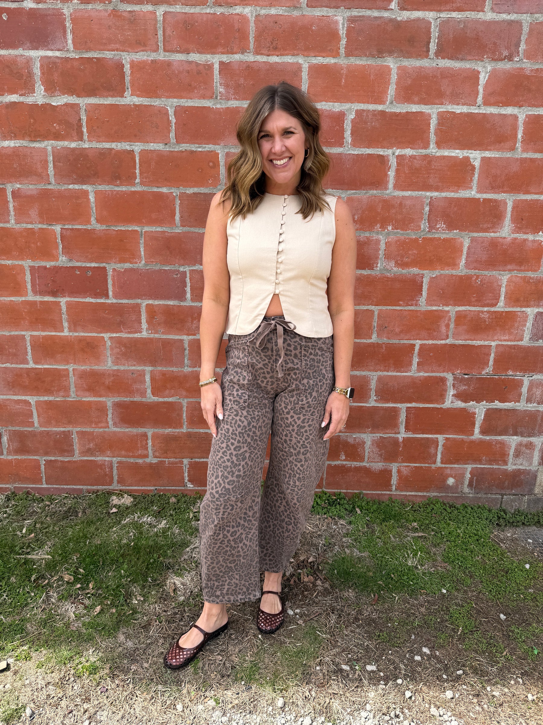 Khaki Button Up Top