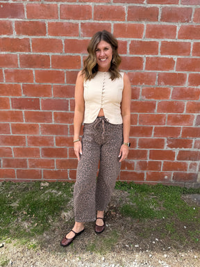 Khaki Button Up Top