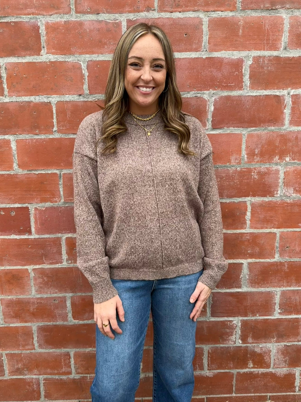 Lightweight Knit Sweater - Chestnut