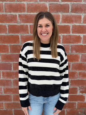 Silky Soft Stripe Sweater - Black