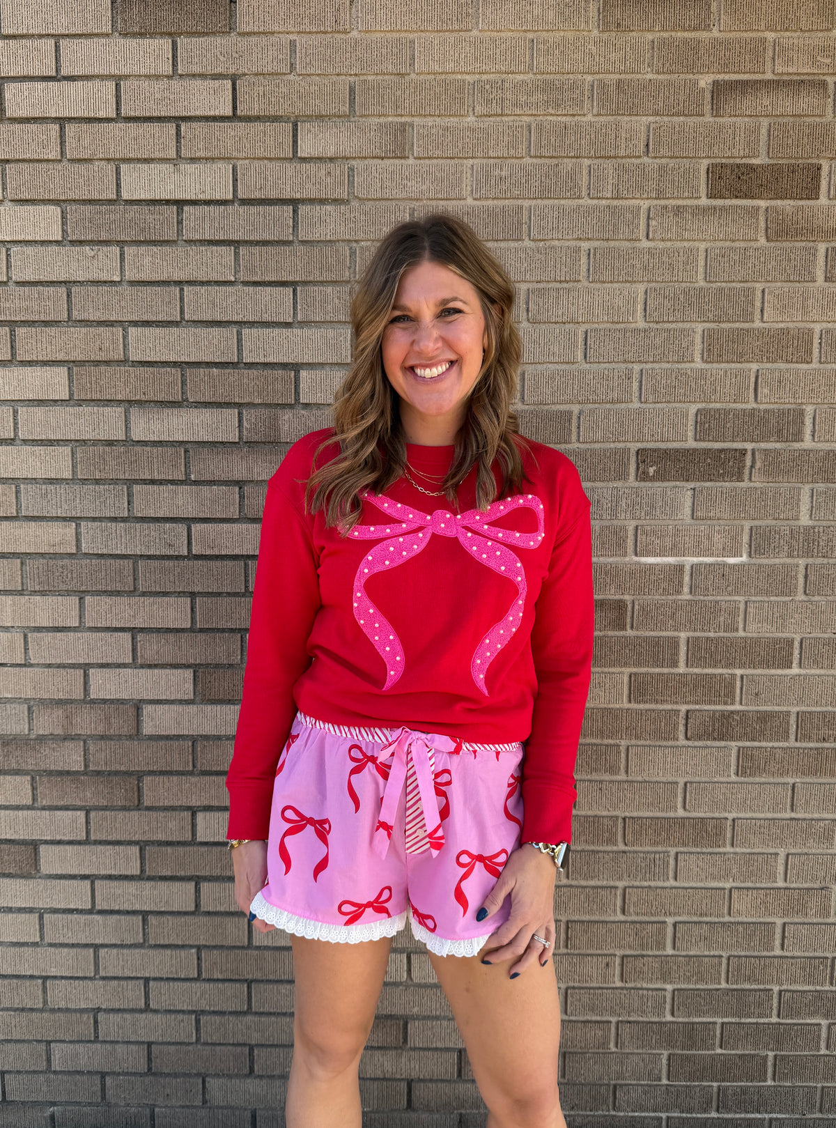 Pearls and Bow Sweatshirt