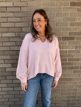 Ribbed Knit Long Sleeve - Light Pink