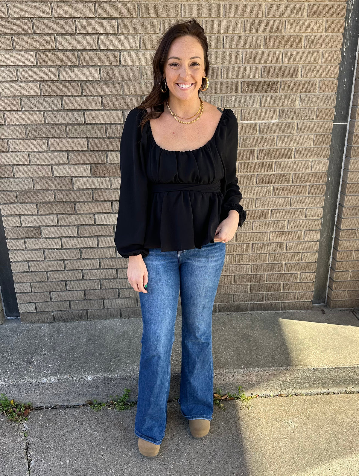 Black Scoop Neck Blouse