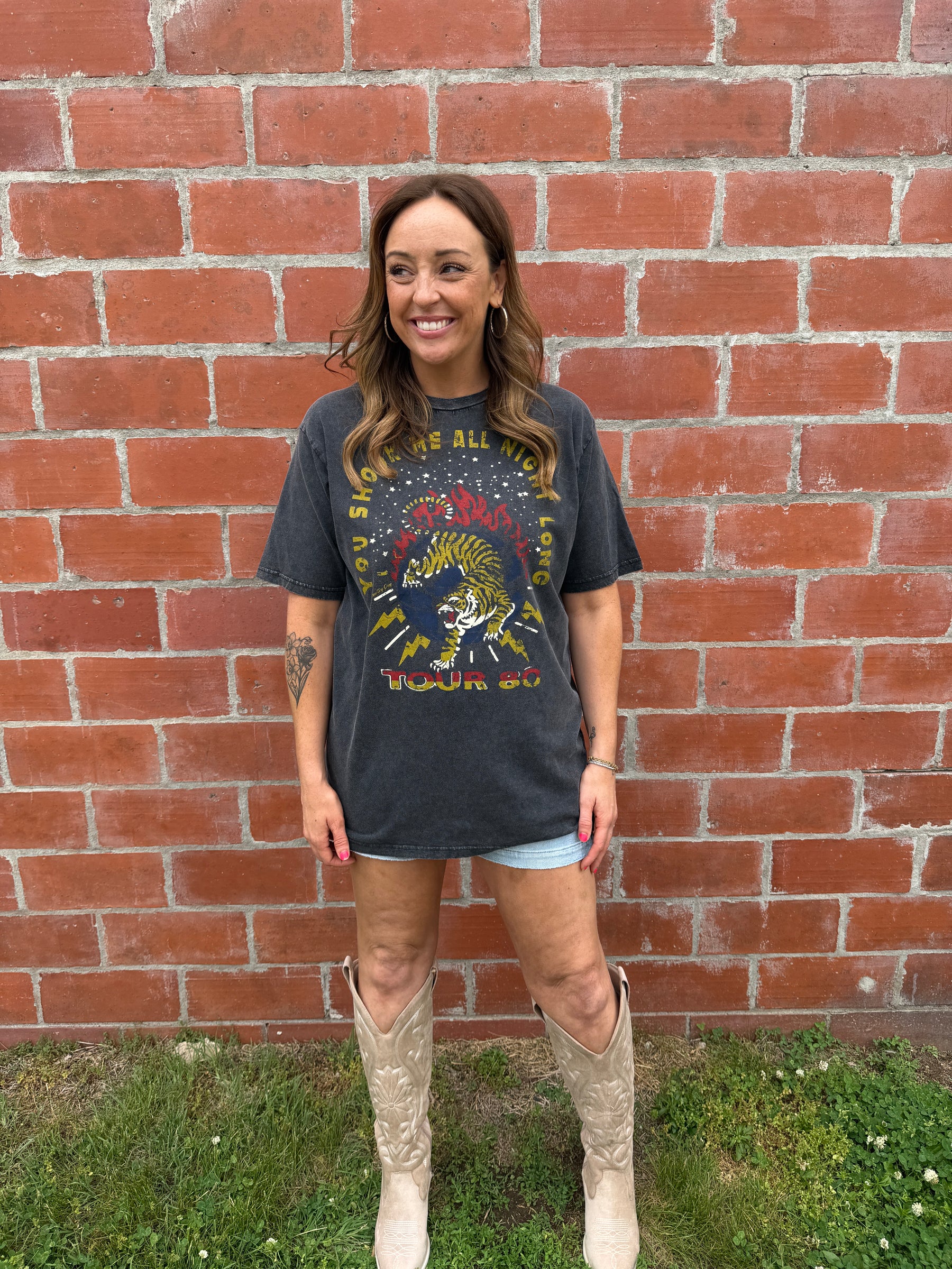 Shook Me All Night Long Oversized Graphic Tee