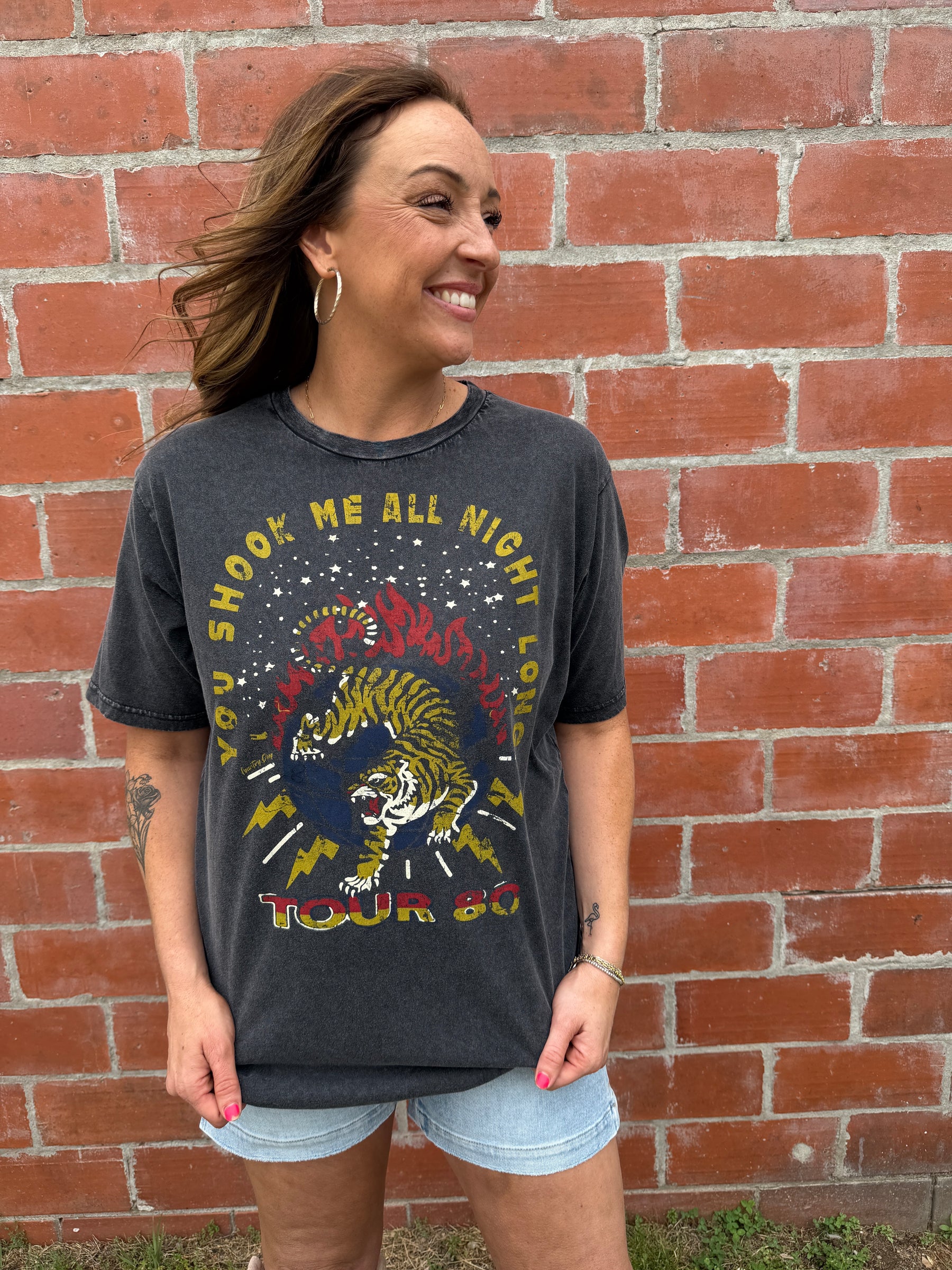 Shook Me All Night Long Oversized Graphic Tee