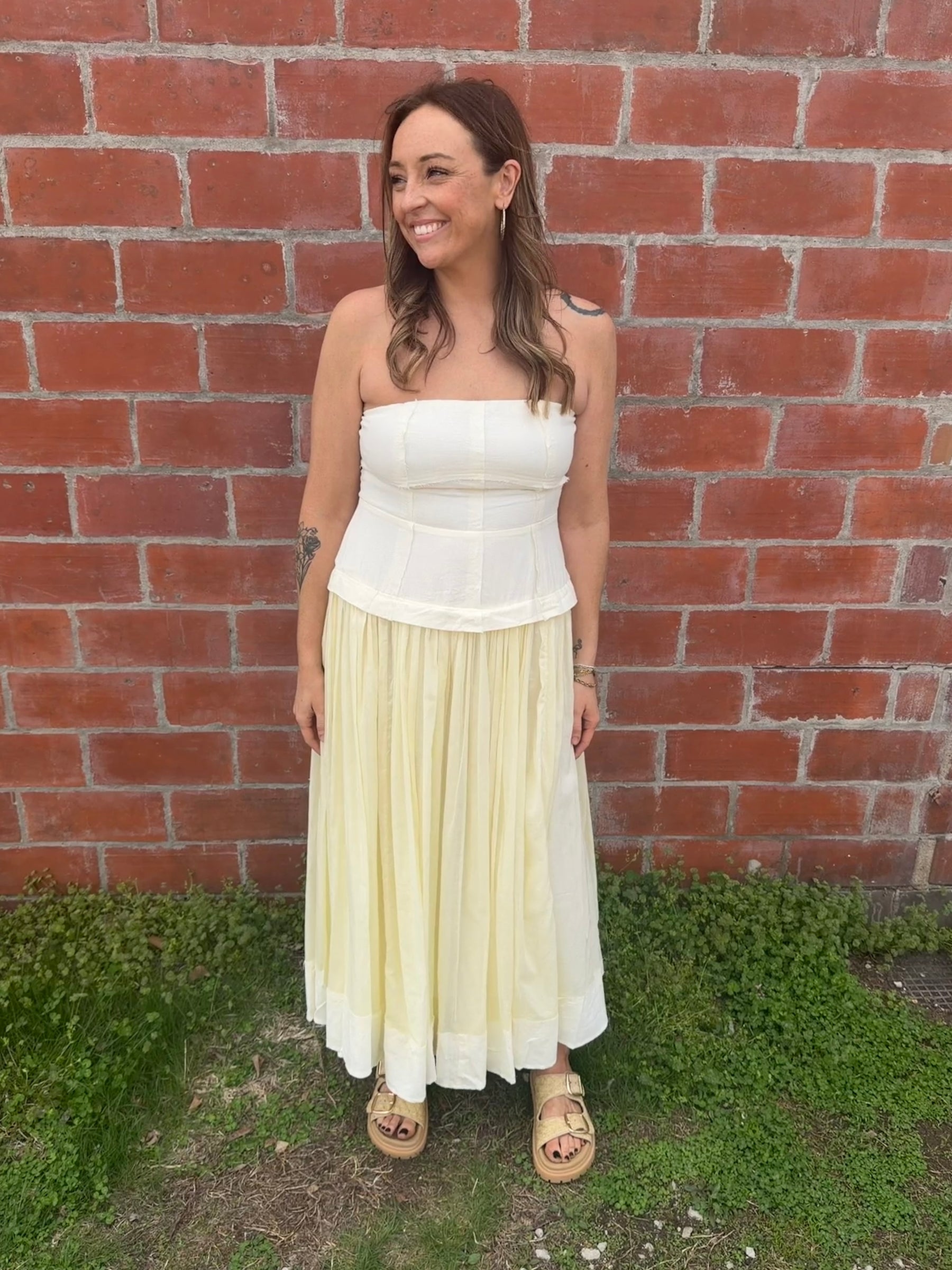 Pale Yellow Midi Dress