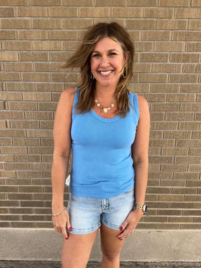 Essential V Neck Baby Ribbed Tank