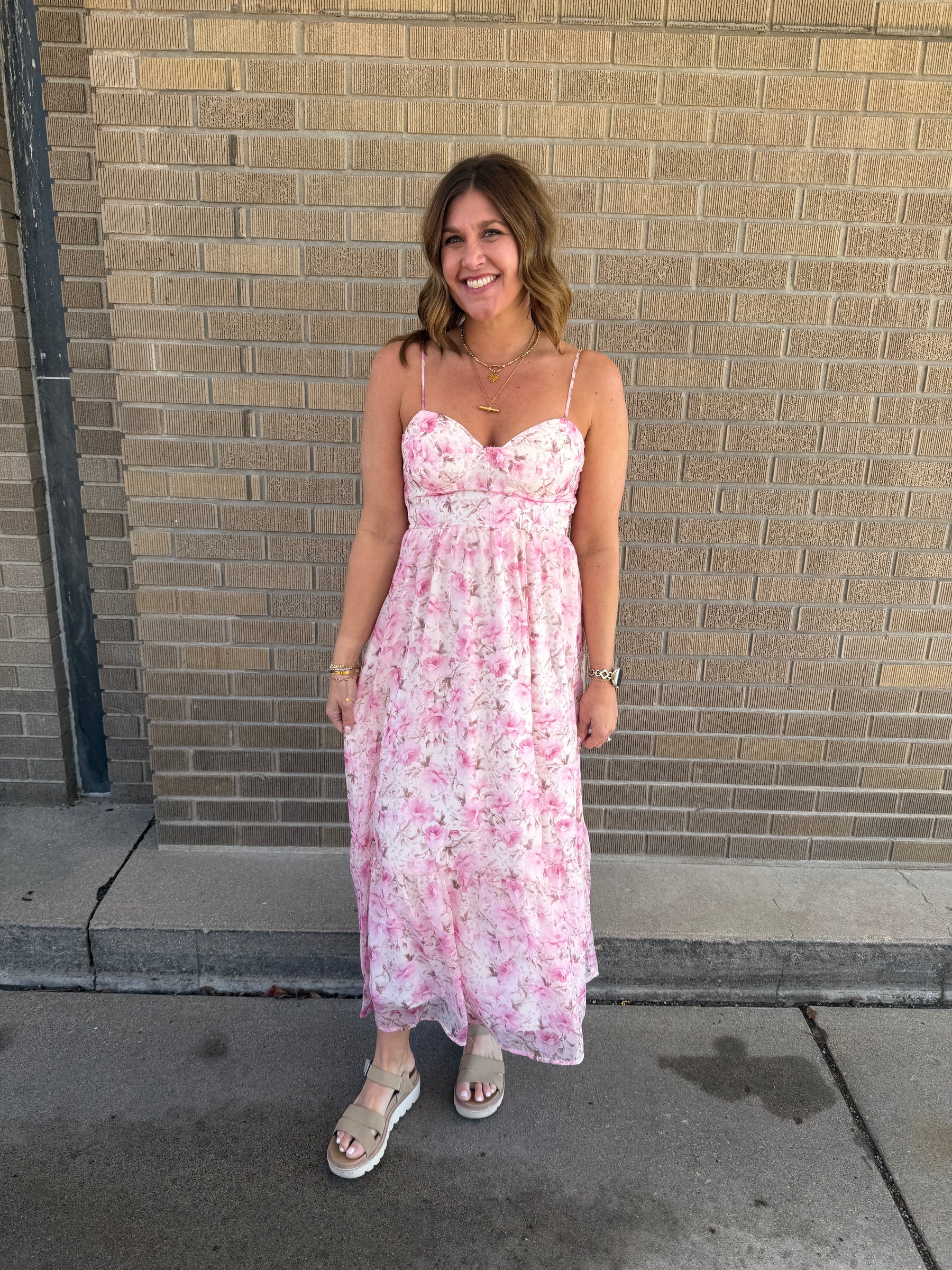 Pinch Me Pink Floral Dress