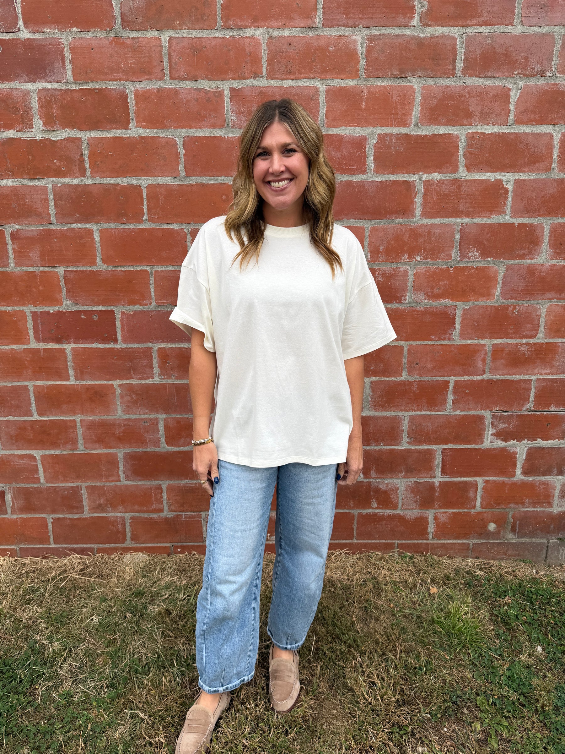 Chill All Day Oversized Tee - Cream