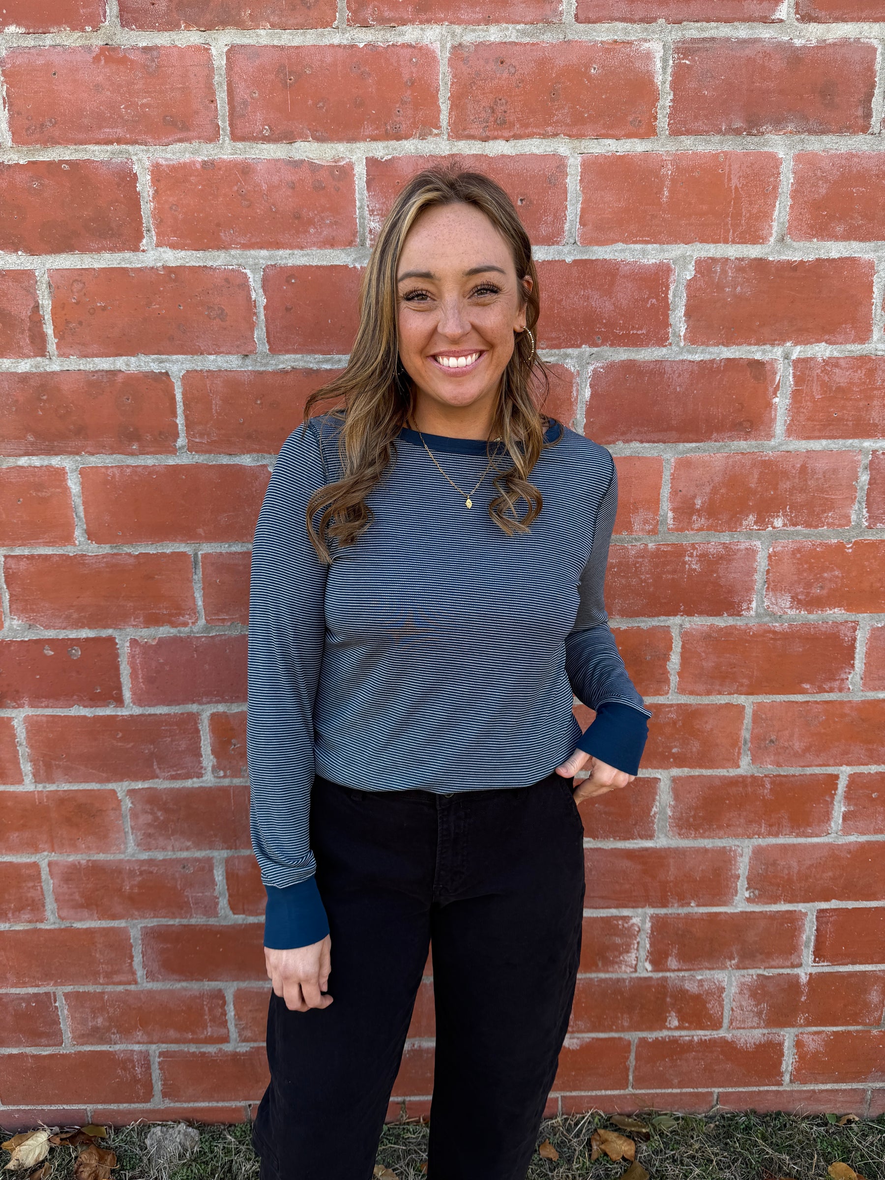 Stacy Top - Navy & Ivory