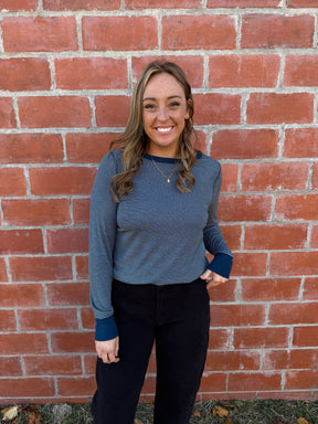 Stacy Top - Navy & Ivory